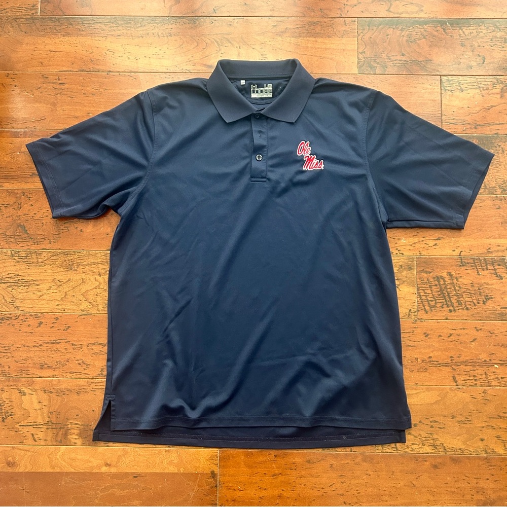 Ole Miss Rebels Under Armour Polo Shirt Mens Large Blue Football Grove Baseball